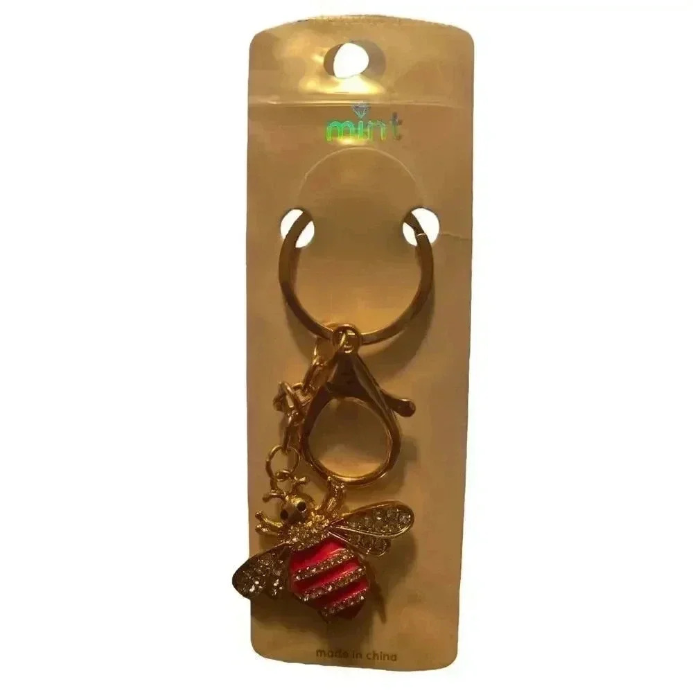 MINT RED BEE WITH SPARKLES KEY CHAIN